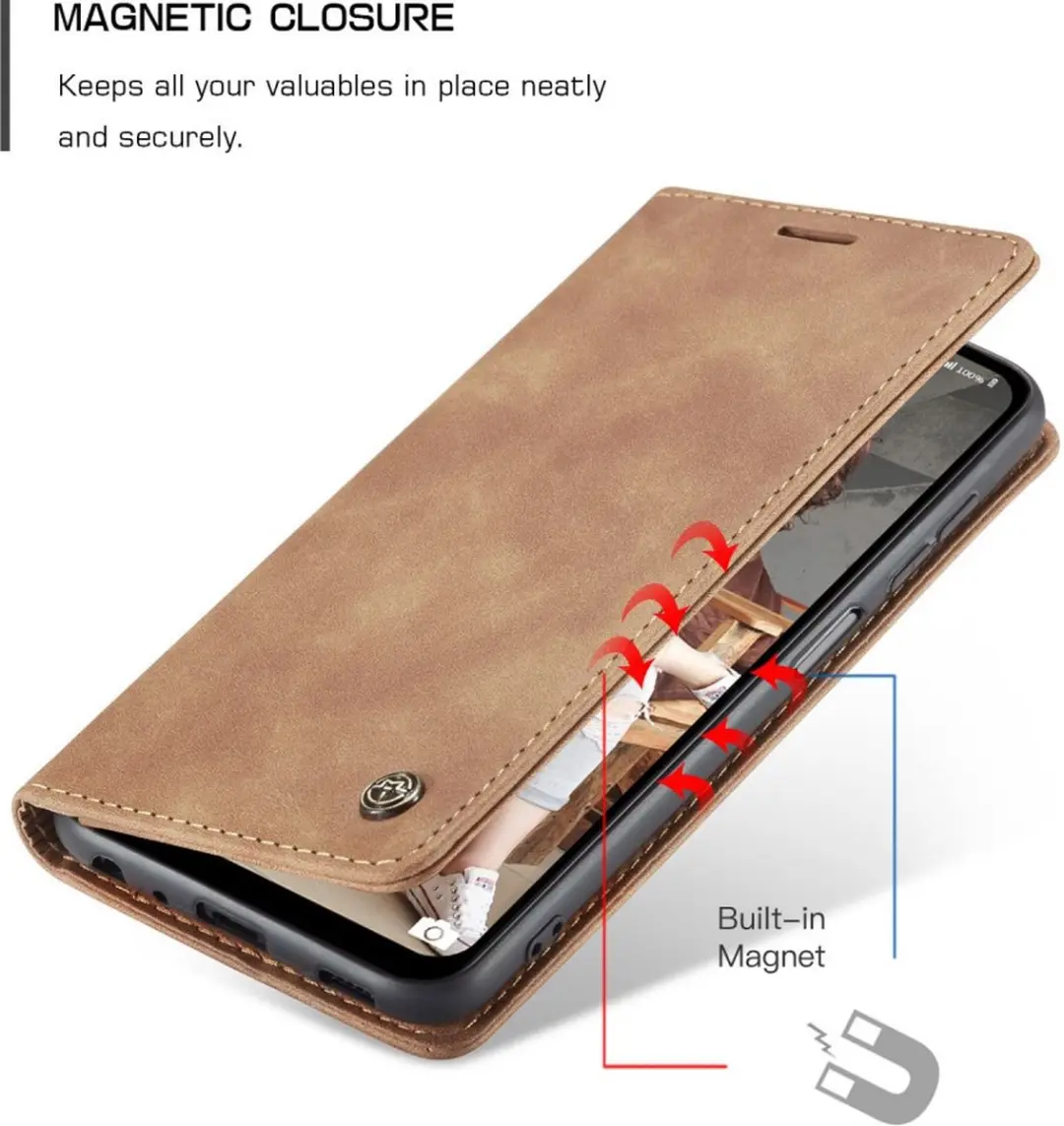 Caseme 013 Book Case Hoesje Samsung Galaxy A12 - 2 Pasjes - Bruin - afbeelding 6 van 6