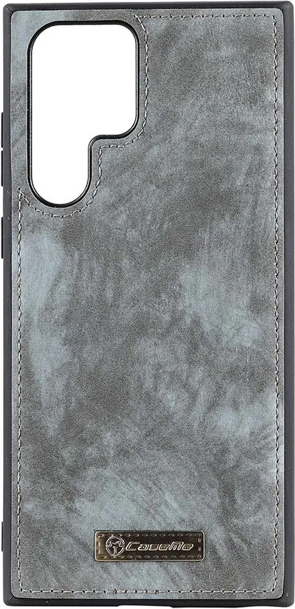Caseme Samsung Galaxy S22 Ultra Hoesje Portemonnee Vintage Blauw - 12 Pasjes
