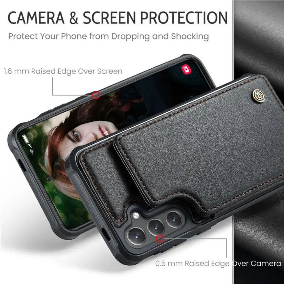 Caseme Portemonnee Backcover Galaxy S25 FE - Anti-RFID - 4 Pasjes - Zwart - afbeelding 6 van 6