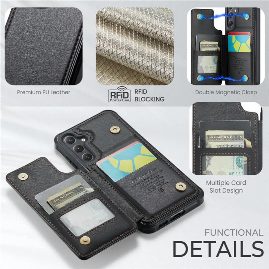 Caseme Portemonnee Backcover Galaxy S25 FE - Anti-RFID - 4 Pasjes - Zwart