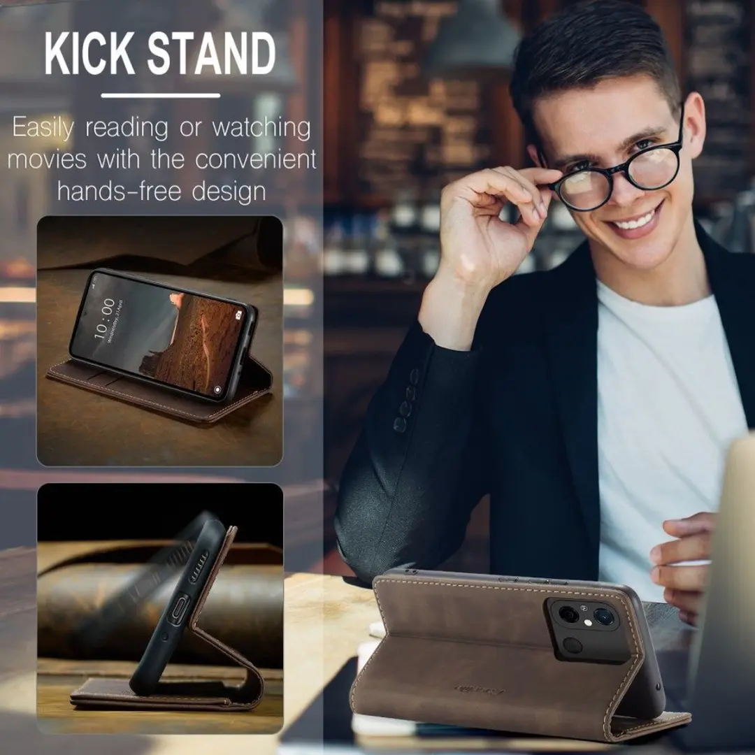 Caseme 013 Xiaomi Redmi 12C Book Case - 2 Pasjes - Coffee - afbeelding 6 van 6