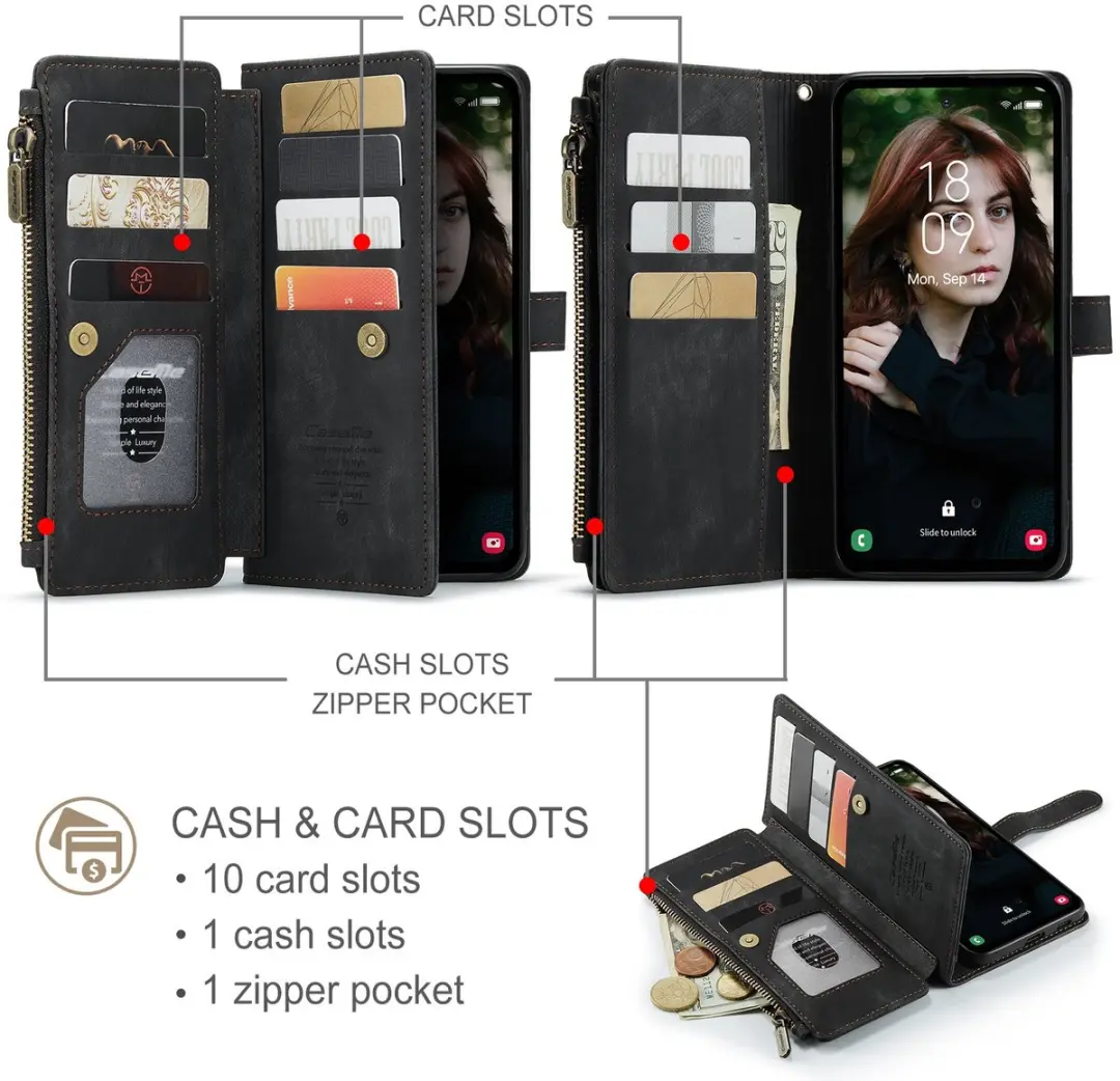 Caseme C30 Book Case Hoesje Samsung Galaxy S25 FE - Zwart