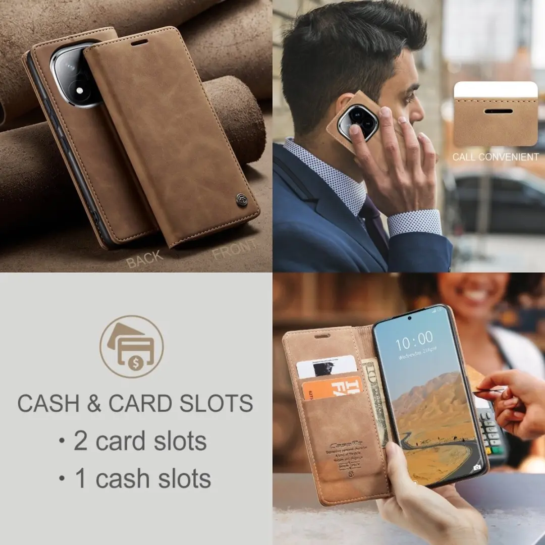Caseme 013 Book Case Hoesje - Xiaomi Redmi Note 14 Pro - Bruin