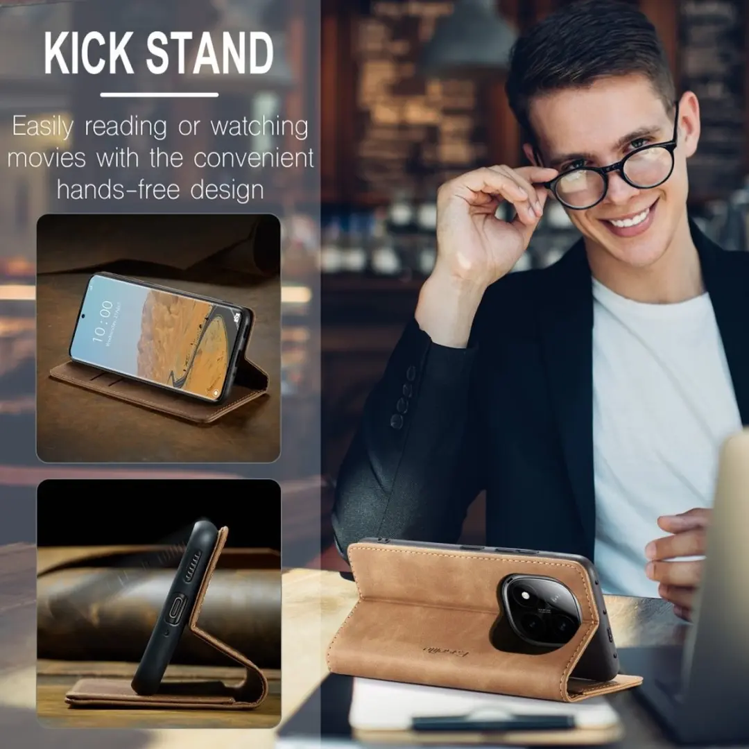 Caseme 013 Book Case Hoesje - Xiaomi Redmi Note 14 Pro - Bruin