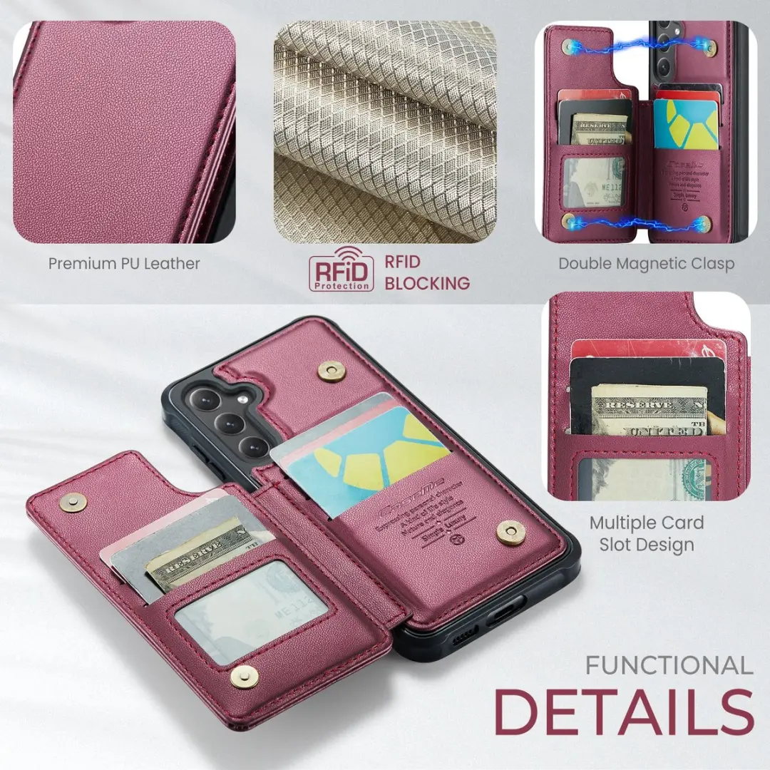 Caseme C22 Hoesje Samsung Galaxy S25 FE - Roze - 5 Pasjes