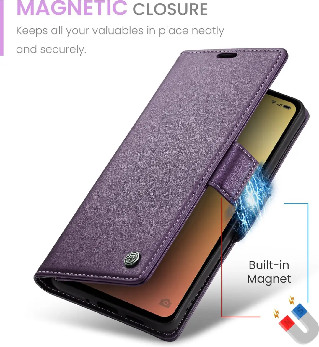 Caseme Wallet Case OPPO Reno8 Pro - RFID & Magneetsluiting - Paars - afbeelding 6 van 6