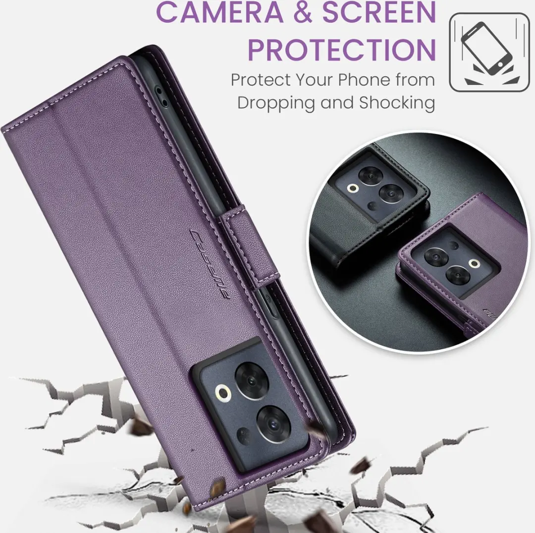 Caseme Wallet Case OPPO Reno8 Pro - RFID & Magneetsluiting - Paars