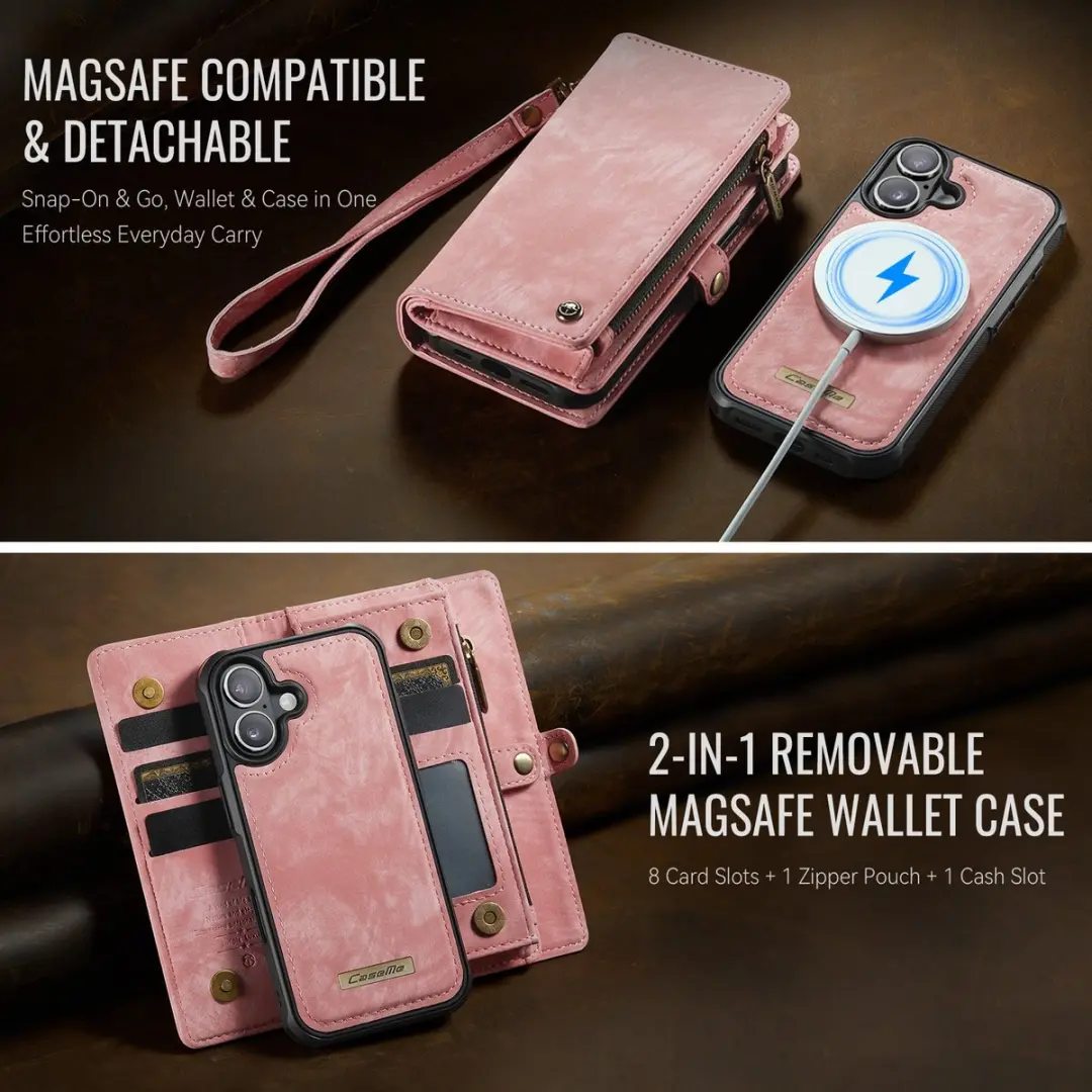Caseme 008 iPhone 17 Hoesje - Book Case & Portemonnee Roze
