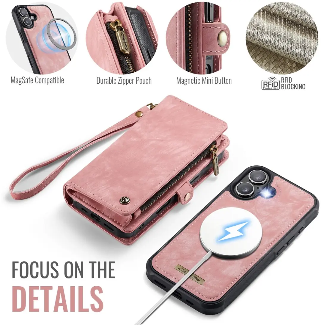 Caseme 008 iPhone 17 Hoesje - Book Case & Portemonnee Roze