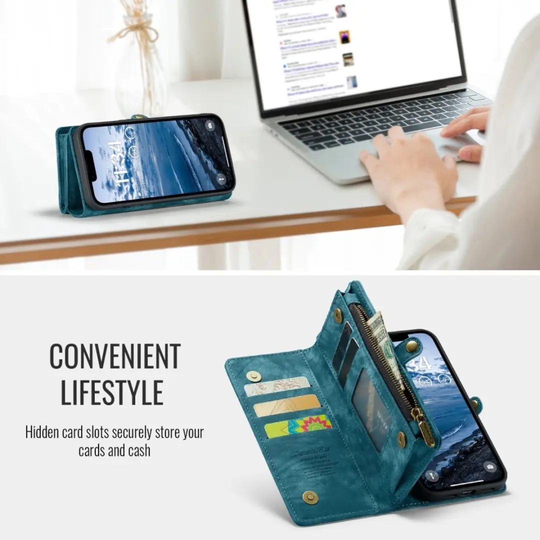 Caseme iPhone 16e Vintage Portemonnee 2-in-1 - Blauw