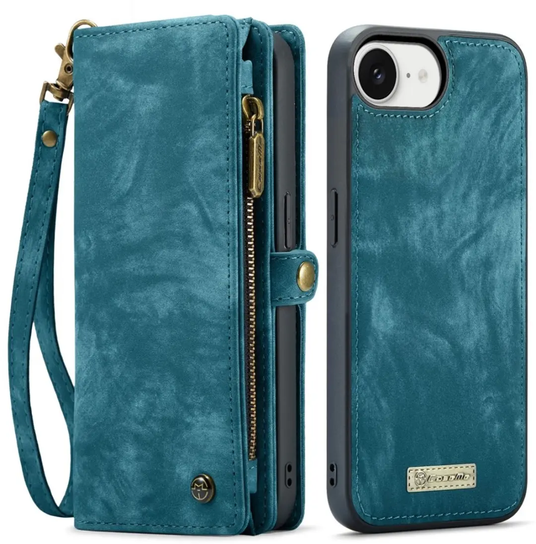 Caseme iPhone 16e Vintage Portemonnee 2-in-1 - Blauw - afbeelding 6 van 6
