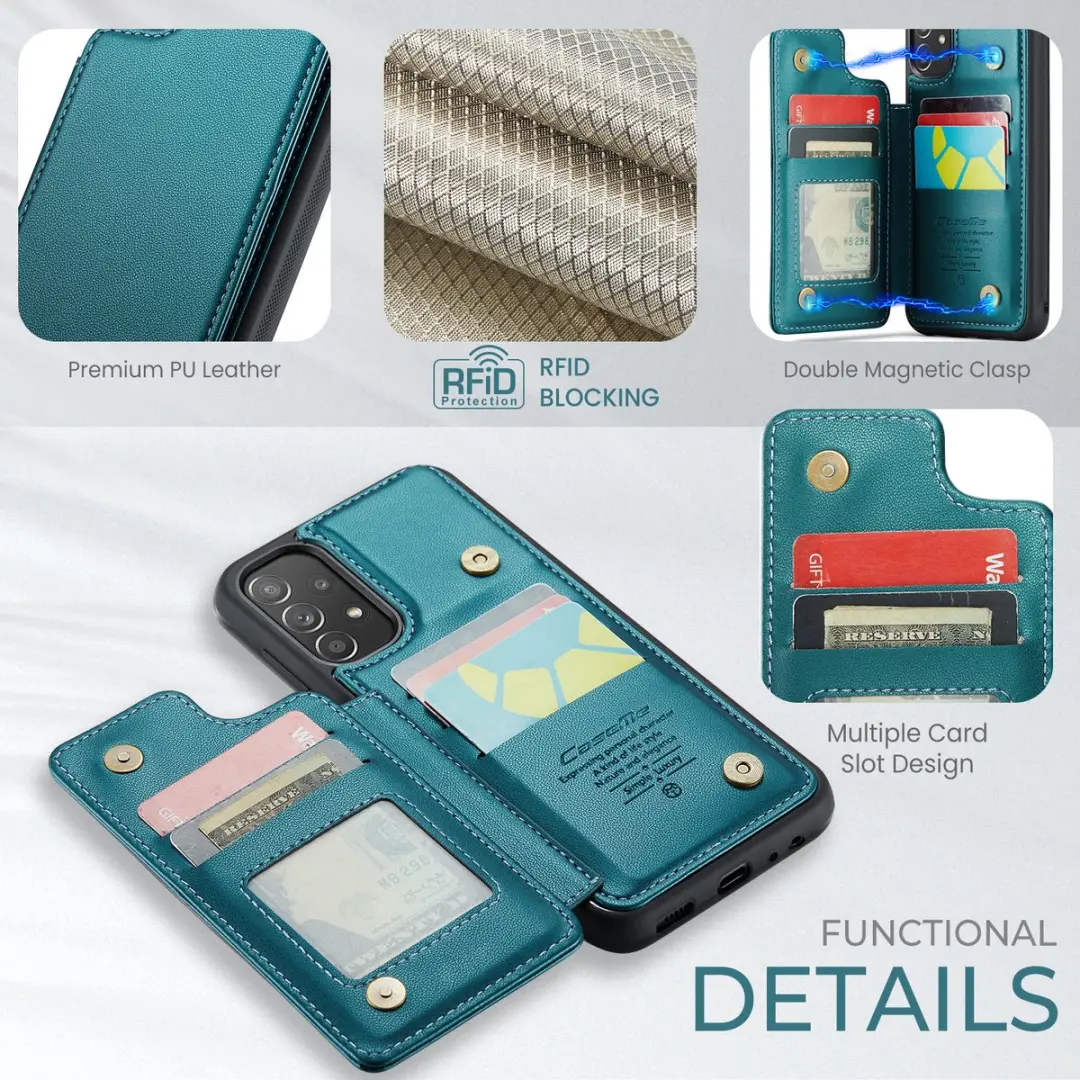 Caseme Portemonnee Backcover Galaxy A52/A52s 5G - Anti-RFID Groen