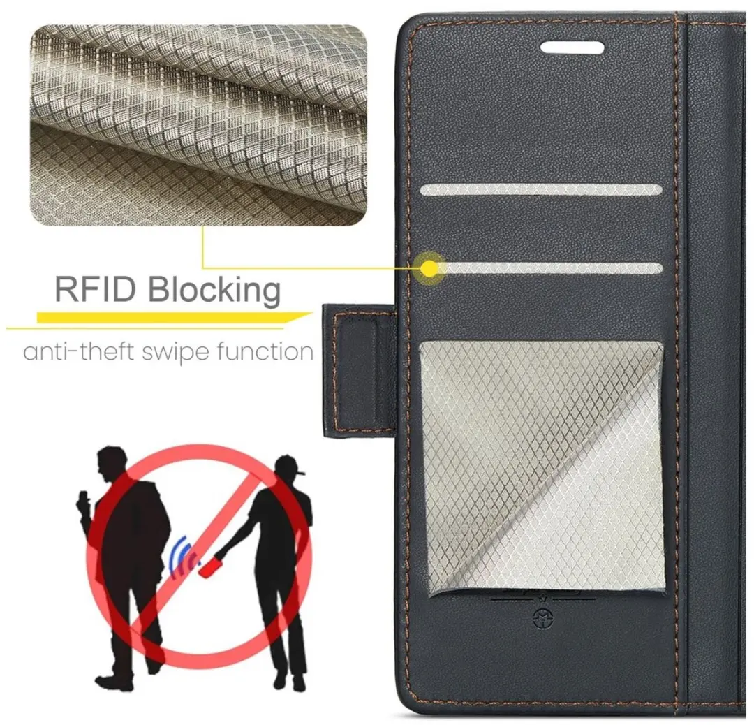 Caseme 023 Hoesje Samsung Galaxy S25 FE - RFID - Magnetisch - Zwart