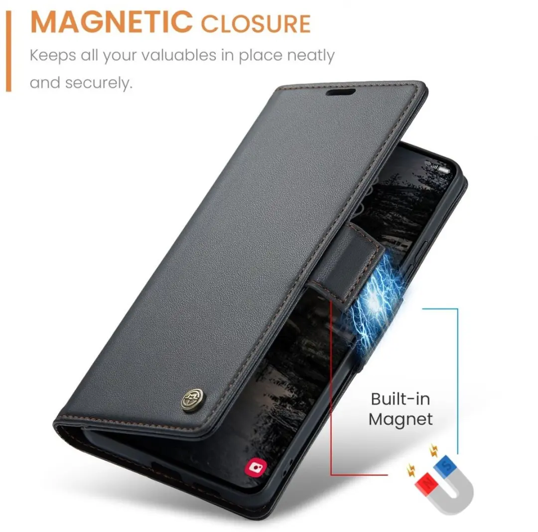 Caseme 023 Hoesje Samsung Galaxy S25 FE - RFID - Magnetisch - Zwart