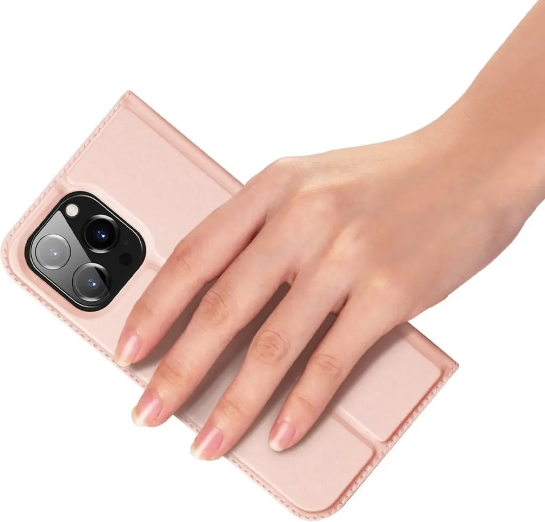 Dux Ducis Slim Bookcase Hoes Roze - iPhone 14 Pro