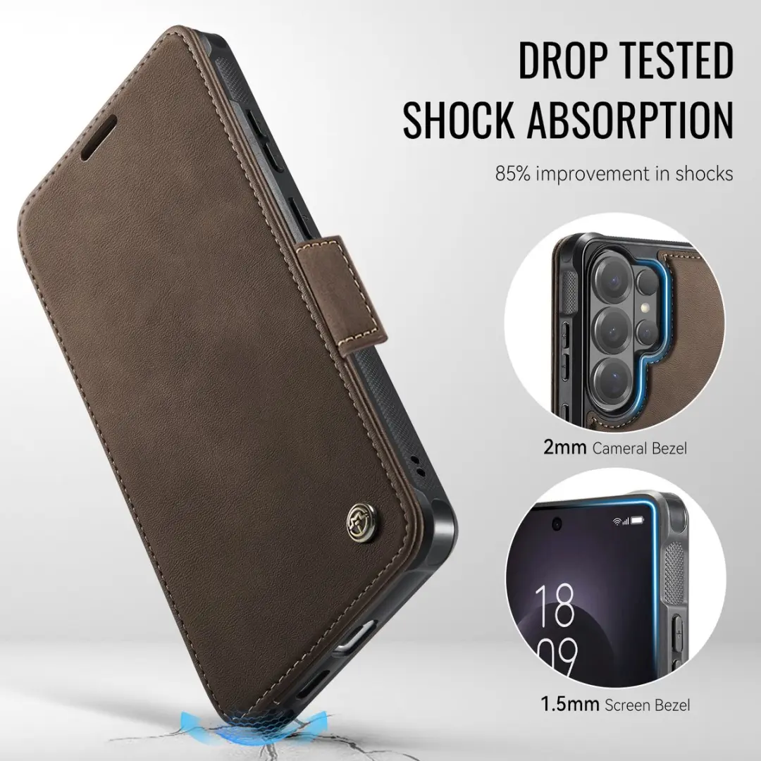 Caseme 053 Slim Book Case Hoesje - Samsung Galaxy S22 Ultra - MagSafe - 3 Pasjes - Bruin