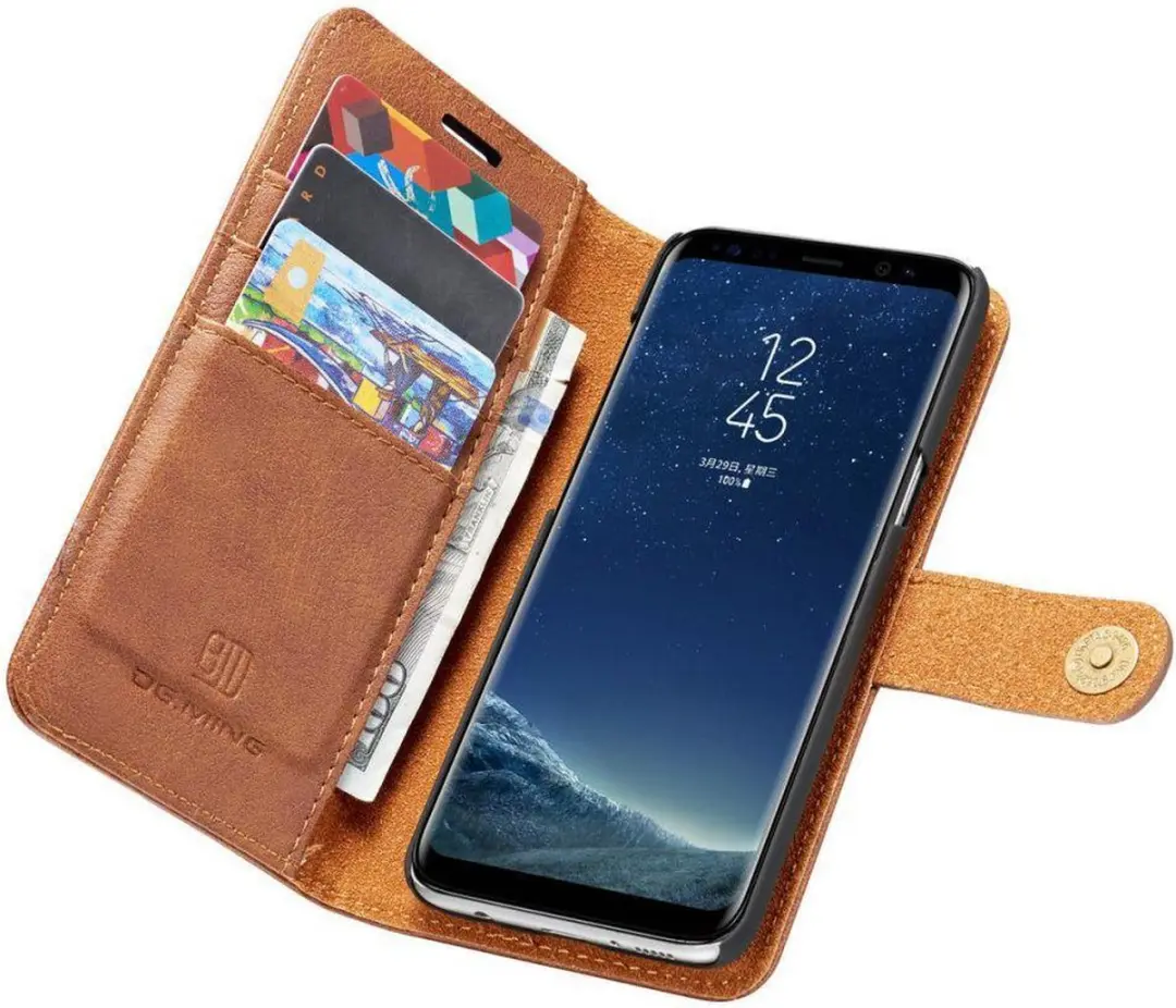DG.MING Samsung Galaxy S8 Leren Portemonnee Hoesje C22W26-18 - Bruin - afbeelding 6 van 6