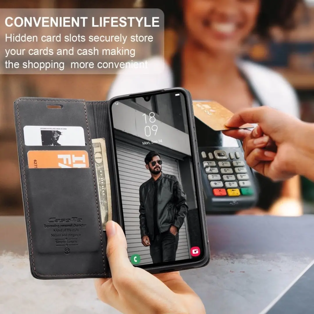Caseme 013 Book Case Hoesje Samsung Galaxy A16 - 2 Pasjes - Zwart