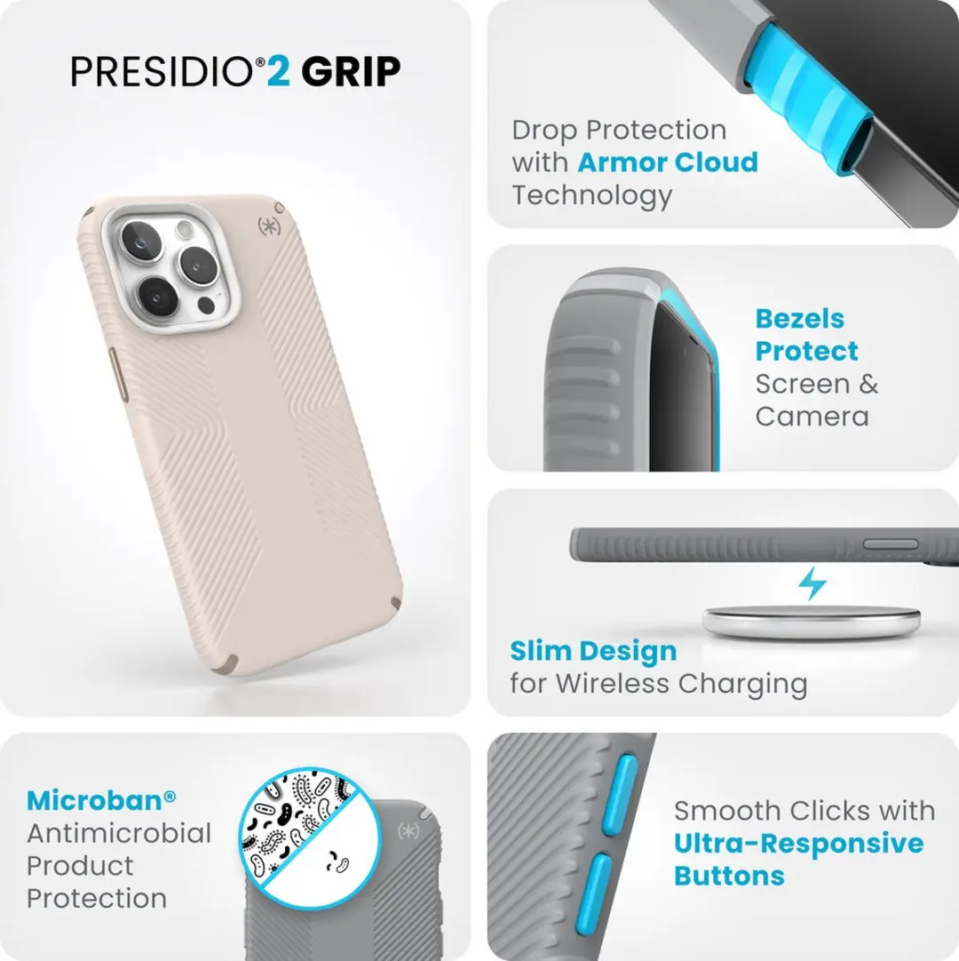 Speck Presidio2 Grip iPhone 15 Pro Max Hoesje - Beige/Geel