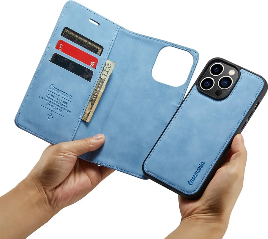 Caseme iPhone 14 Pro Hoesje Lichtblauw Kunstleer - 4 Pasjes