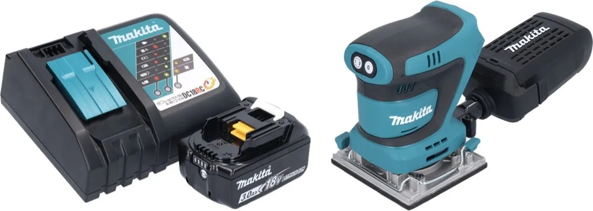 Makita DBO 484 RF1 Accu-excentrische Schuurmachine 18V - 1x 3,0Ah Accu