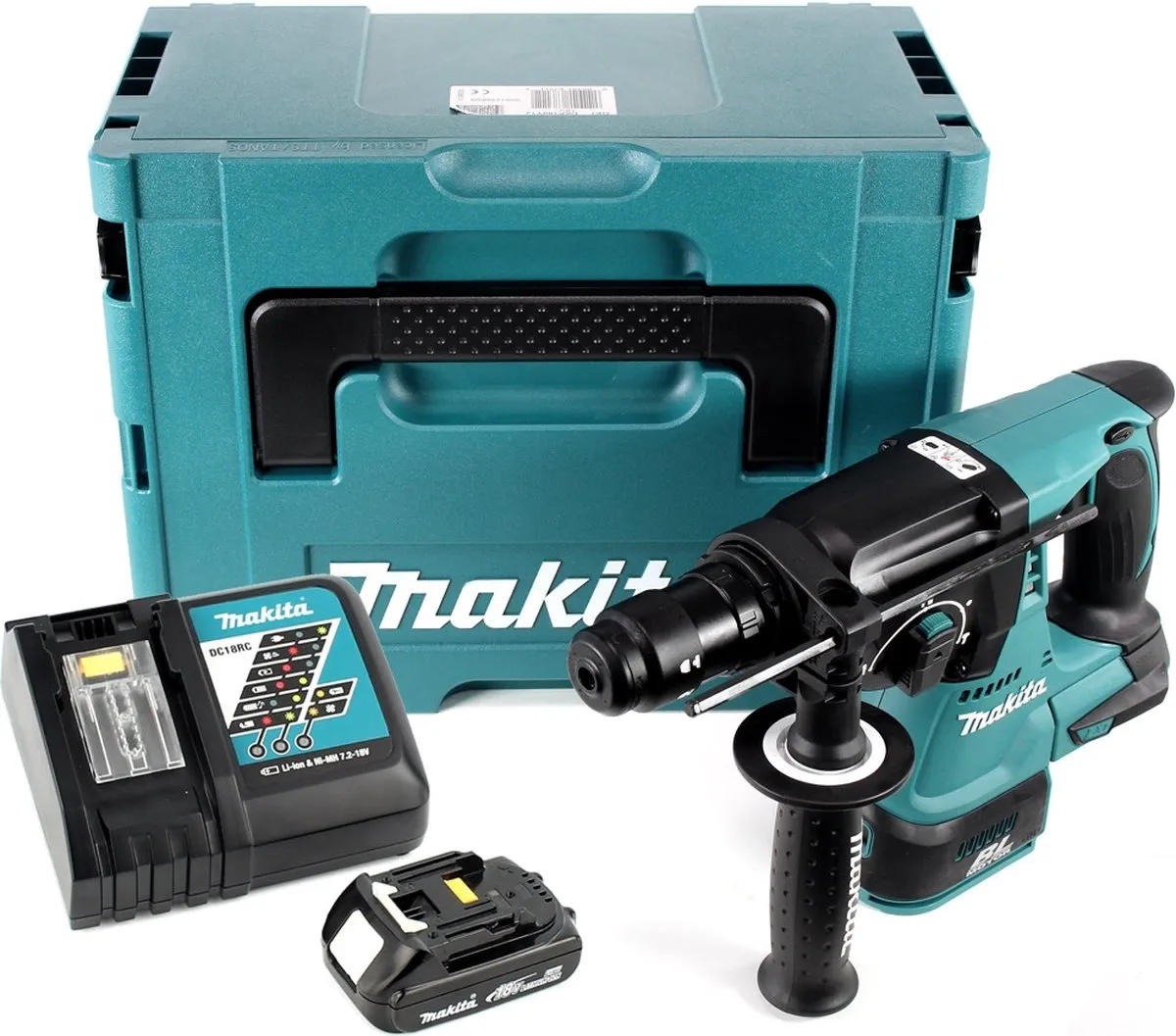 Makita DHR 243 RY1J CombiHamer 18V - 24mm Beton - 1x 1,5Ah Accu - afbeelding 2 van 5