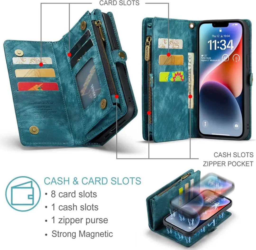 Caseme 008 iPhone 13 Hoesje - Book Case & Portemonnee Blauw