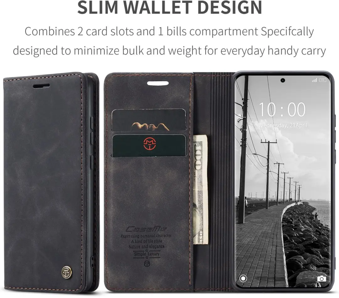 Caseme 013 Book Case Hoesje - Xiaomi Redmi Note 15/Poco M8 - Zwart