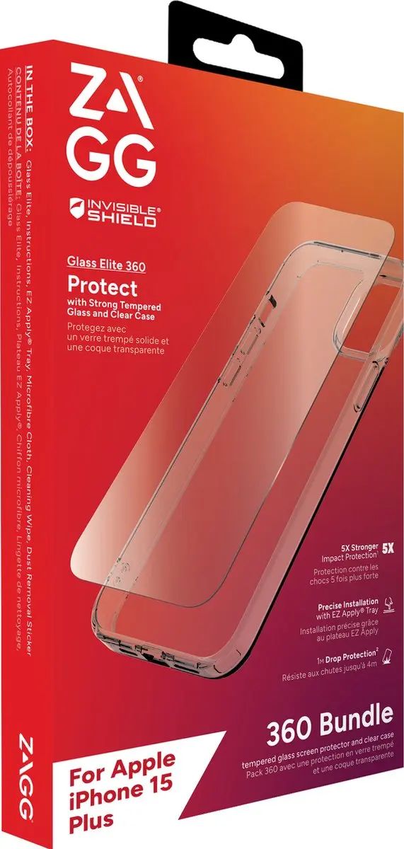 ZAGG InvisibleShield iPhone 15 Plus Glas Elite 360 Bundel