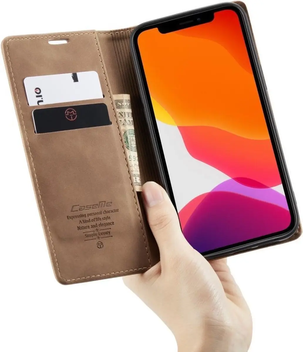 Caseme Book Case iPhone 12 Pro Max - 2 Pasjes - Bruin