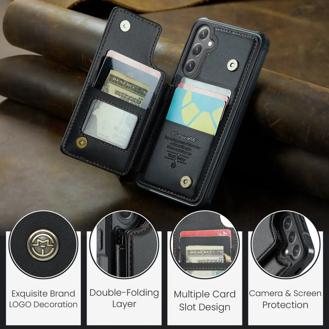 Caseme C22 Hoesje Samsung Galaxy S25 FE - Pasjeshouder 5 Stuks - Zwart