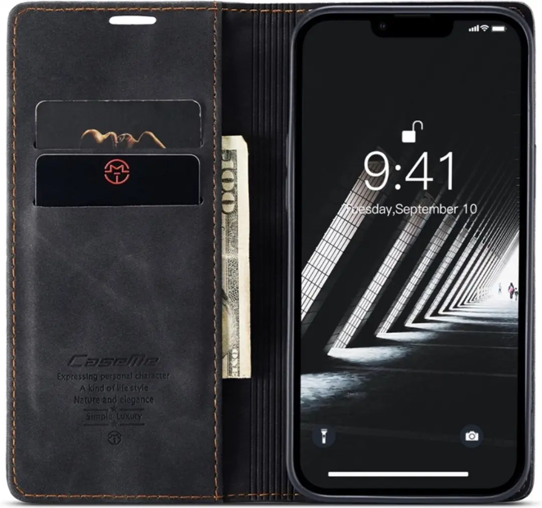 CaseMe 013 Book Case iPhone 14 Hoesje - Zwart