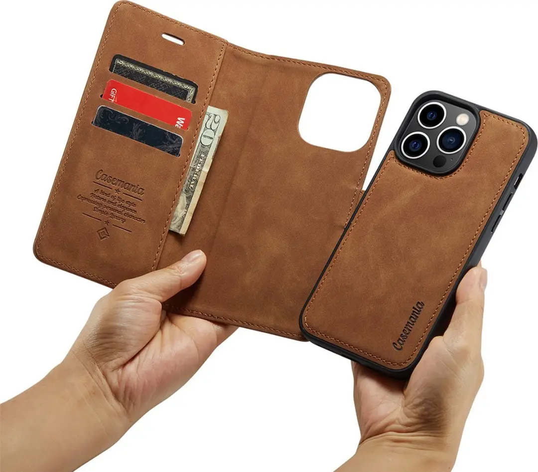Caseme iPhone 15 Pro Max Bookcase Hoesje - Effen Cognac