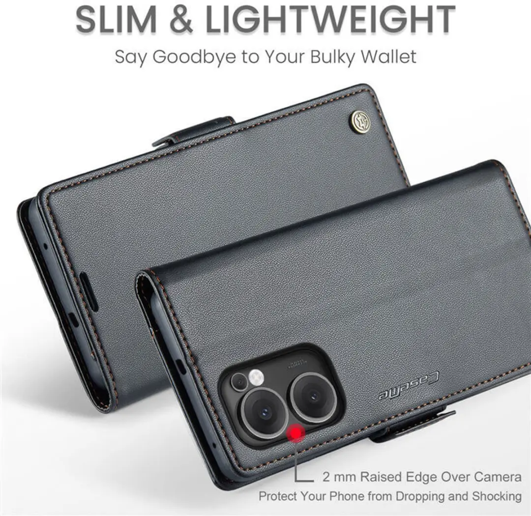 CaseMe Wallet Case OPPO Reno13 F - RFID Bescherming - 3 Pasjes - Zwart