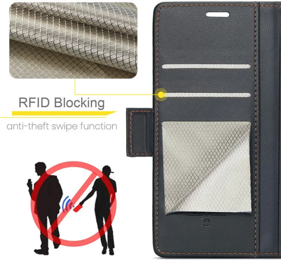 CaseMe Wallet Case OPPO Reno13 F - RFID Bescherming - 3 Pasjes - Zwart - afbeelding 6 van 6