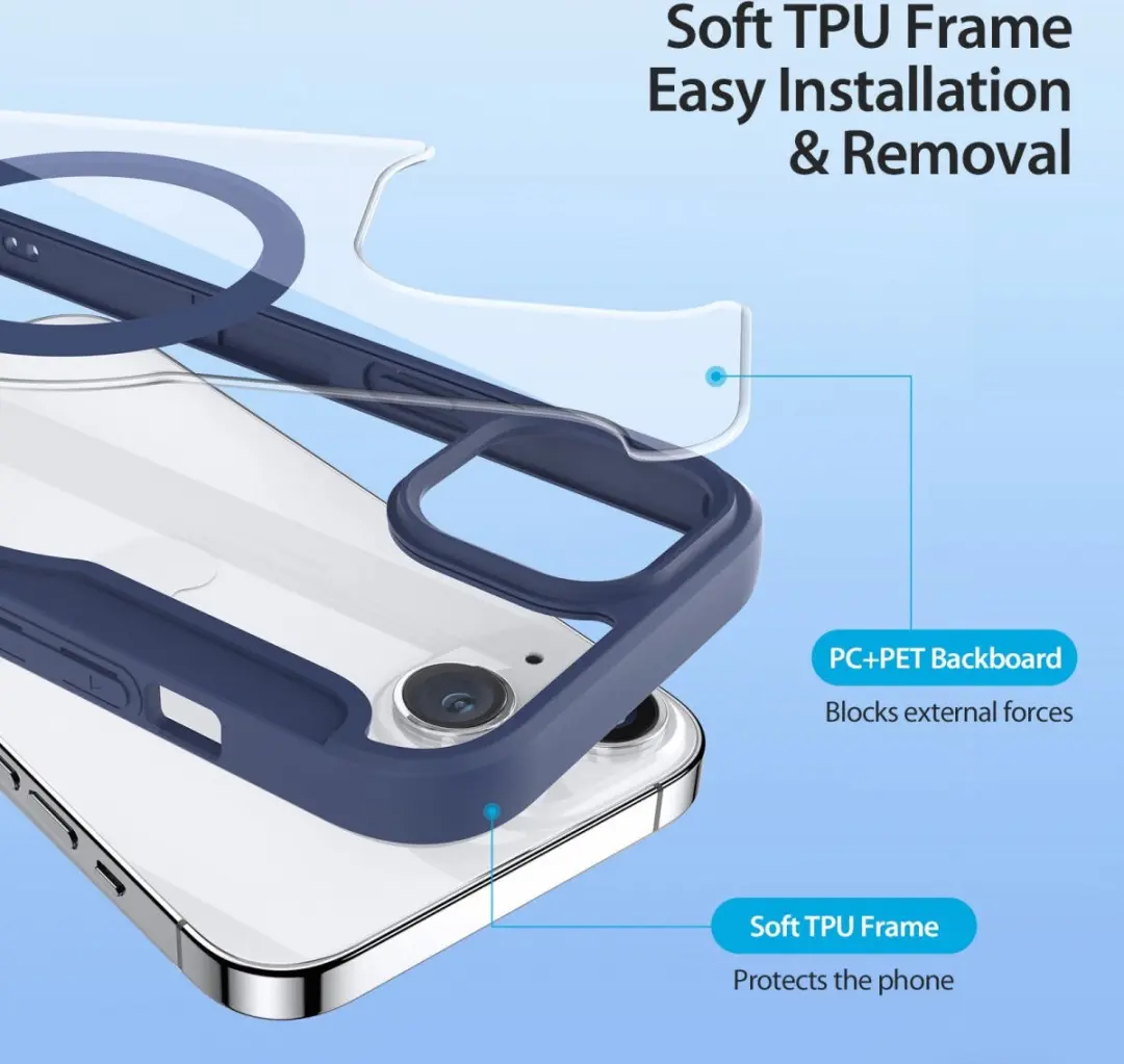 Dux Ducis iPhone 15 Hoesje Book Case Blauw - MagSafe
