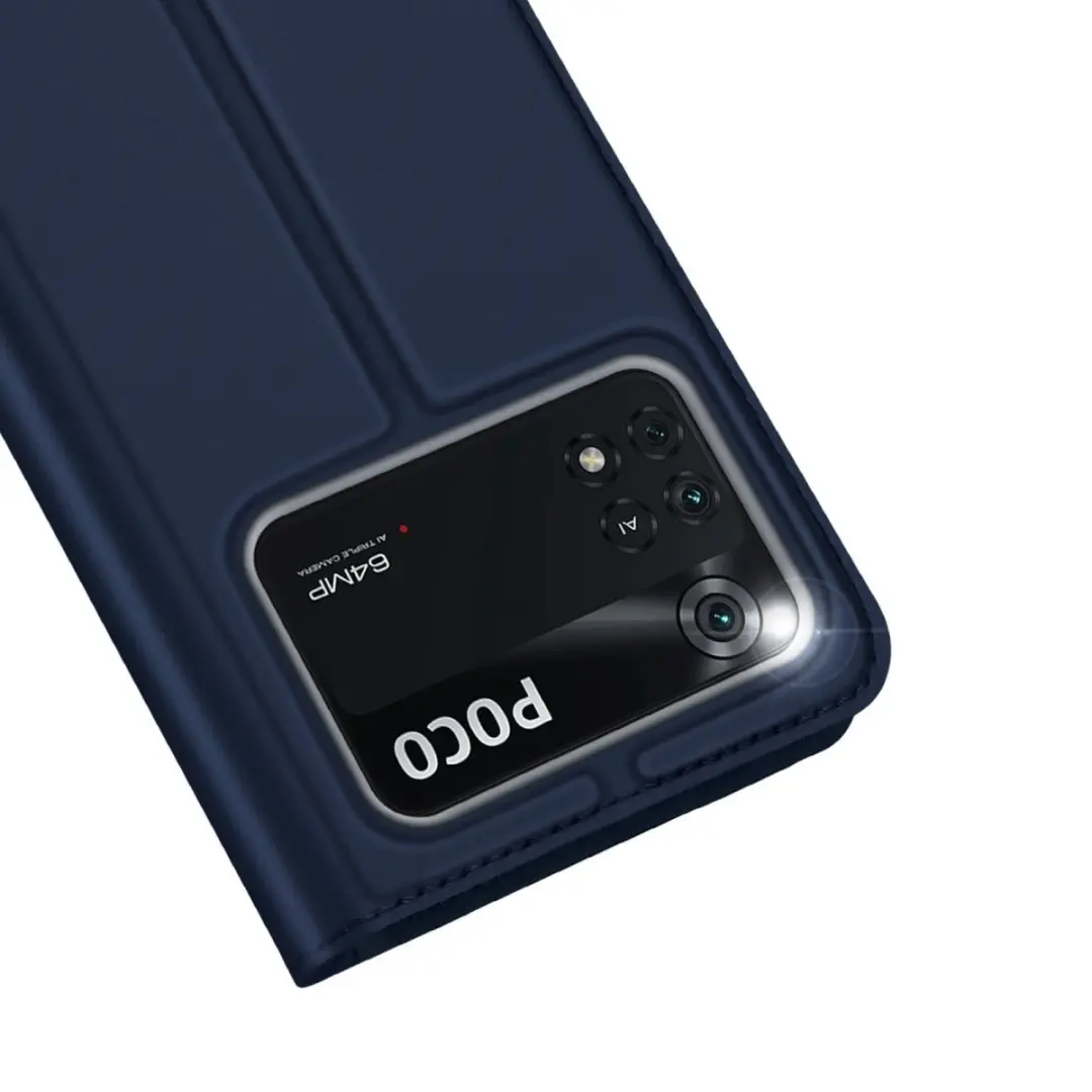 Dux Ducis Slim Bookcase Hoes Xiaomi Poco M4 Pro - Blauw