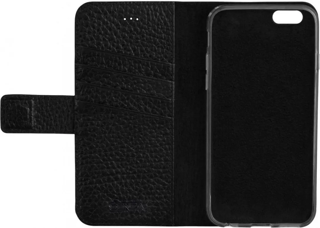 Senza Exquisite Leren Portemonnee iPhone 6/6s - 3 Pasjes - Zwart WALCS1006