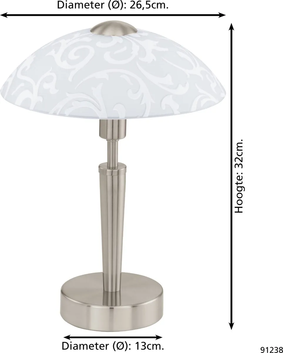 Eglo Solo Tafellamp E14 - 1 Lichtpunt Ø26cm - Nikkel/Wit