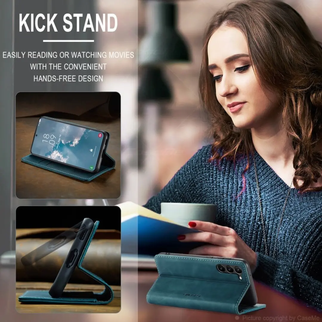 Caseme 013 Book Case Hoesje Samsung Galaxy S24 Plus - Blauw