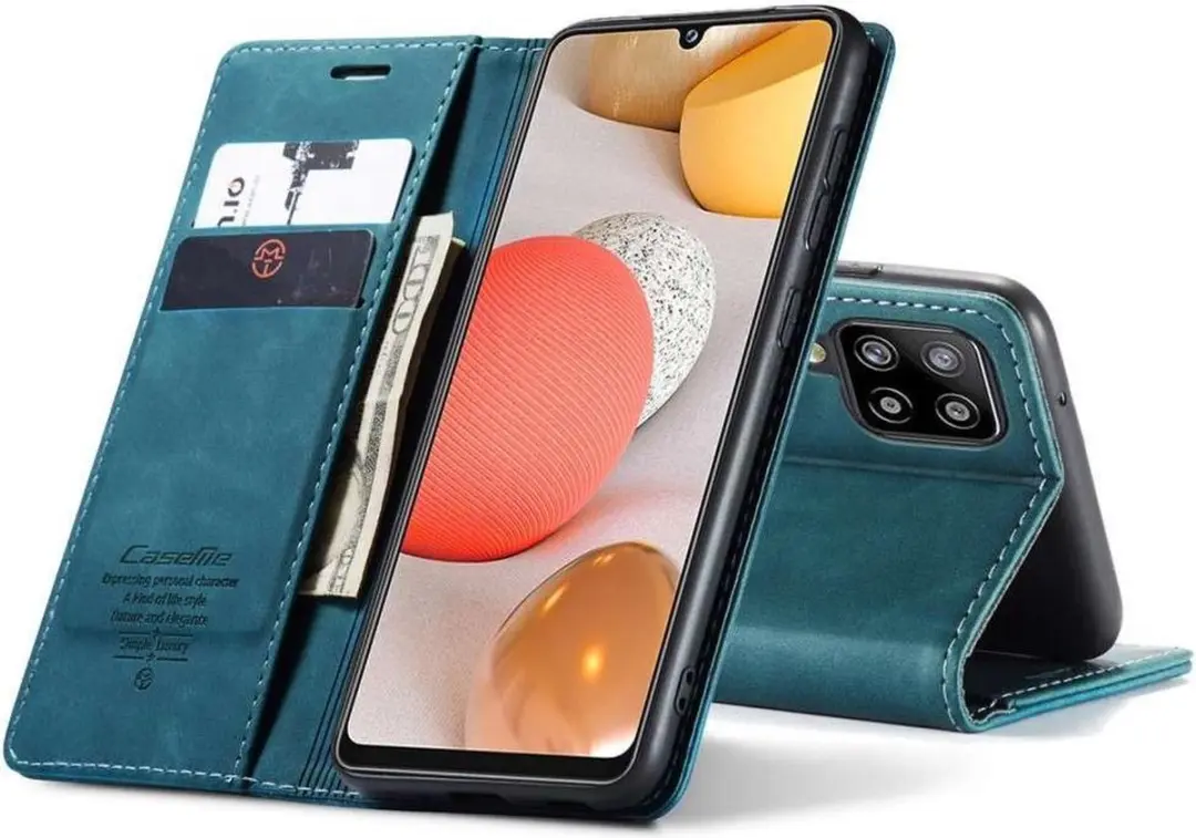 Caseme Retro Wallet Hoesje Samsung Galaxy A42 - Blauw