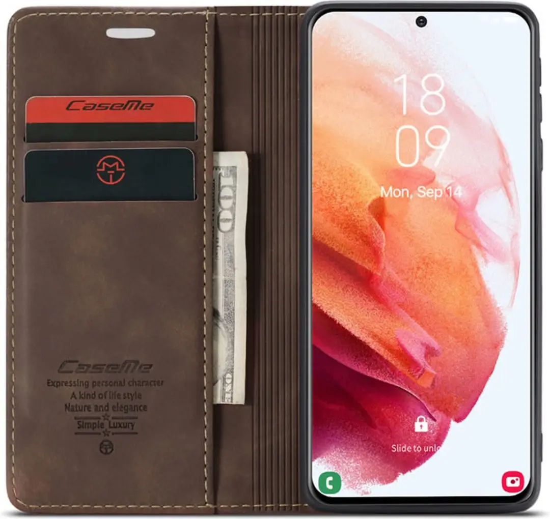 Caseme Galaxy S21 Plus Wallet Book Hoesje - Donker Bruin - G996-16