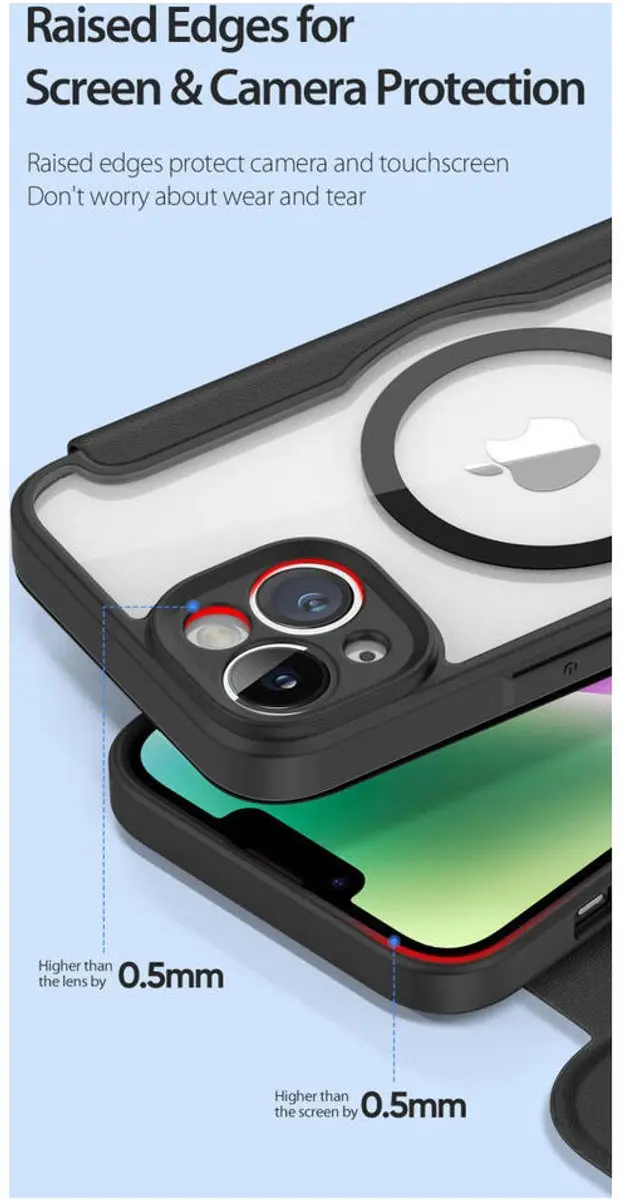 Dux Ducis iPhone 14 Pro Hoesje - MagSafe Book Case - Zwart