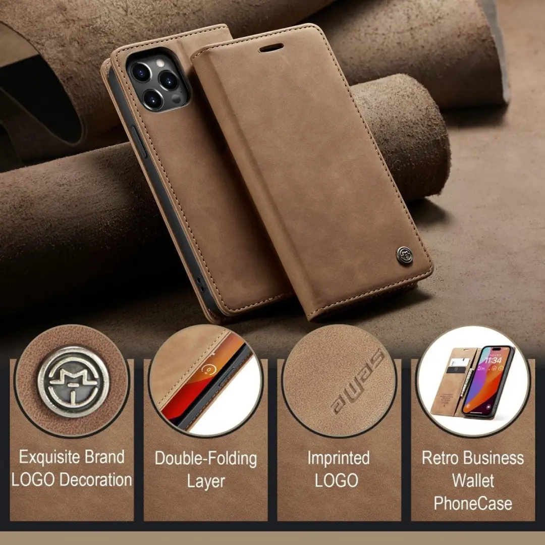 Caseme 013 Book Case iPhone 16 Pro Hoesje - Bruin