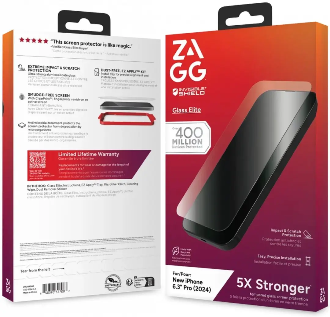 ZAGG InvisibleShield Glass Elite iPhone 16 Pro - Transparant - afbeelding 6 van 6