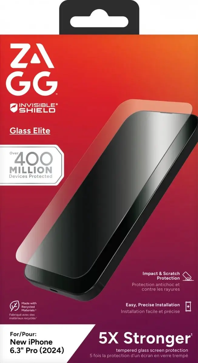 ZAGG InvisibleShield Glass Elite iPhone 16 Pro - Transparant