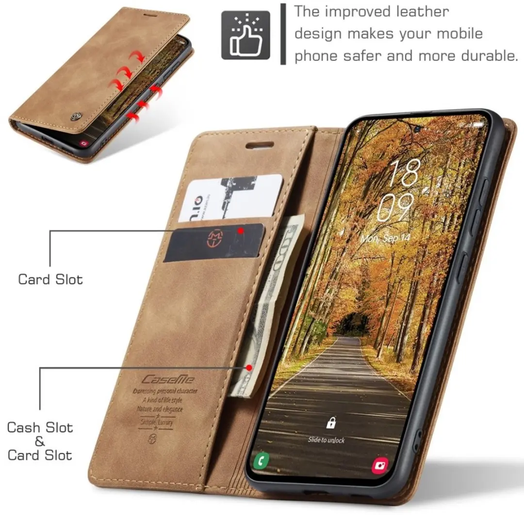 Caseme 013 Book Case Hoesje - Samsung Galaxy S25 Edge - 2 Pasjes - Bruin