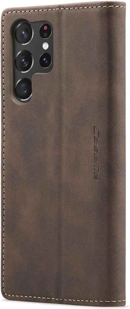 Caseme Bookcase Hoesje - Samsung Galaxy S23 Ultra - 2 Pasjes - Bruin