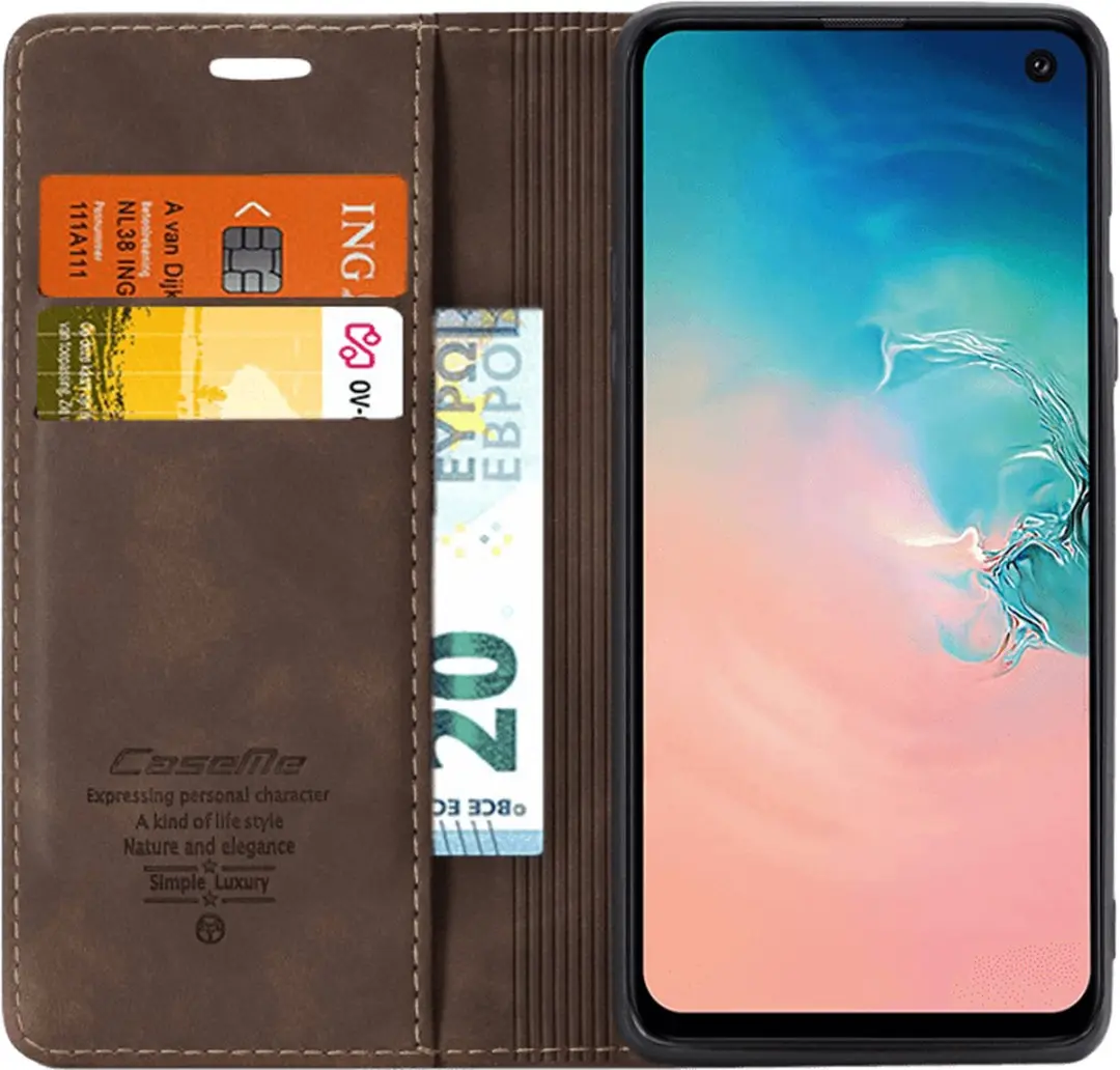 Caseme Bookcase Hoesje - Samsung Galaxy S23 Ultra - 2 Pasjes - Bruin