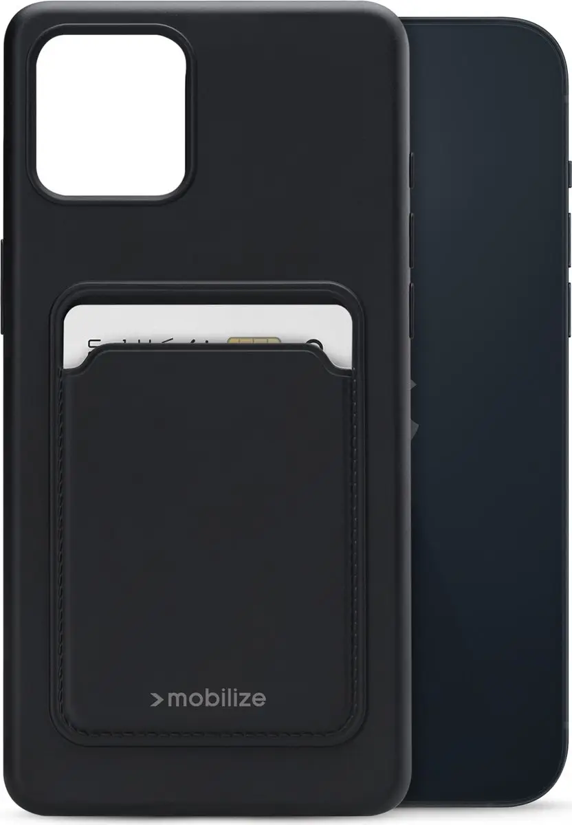 Mobilize Rubber Gelly Card iPhone 14 Plus Hoesje - Zwart - MOB-GCCMB-IPH14MAX